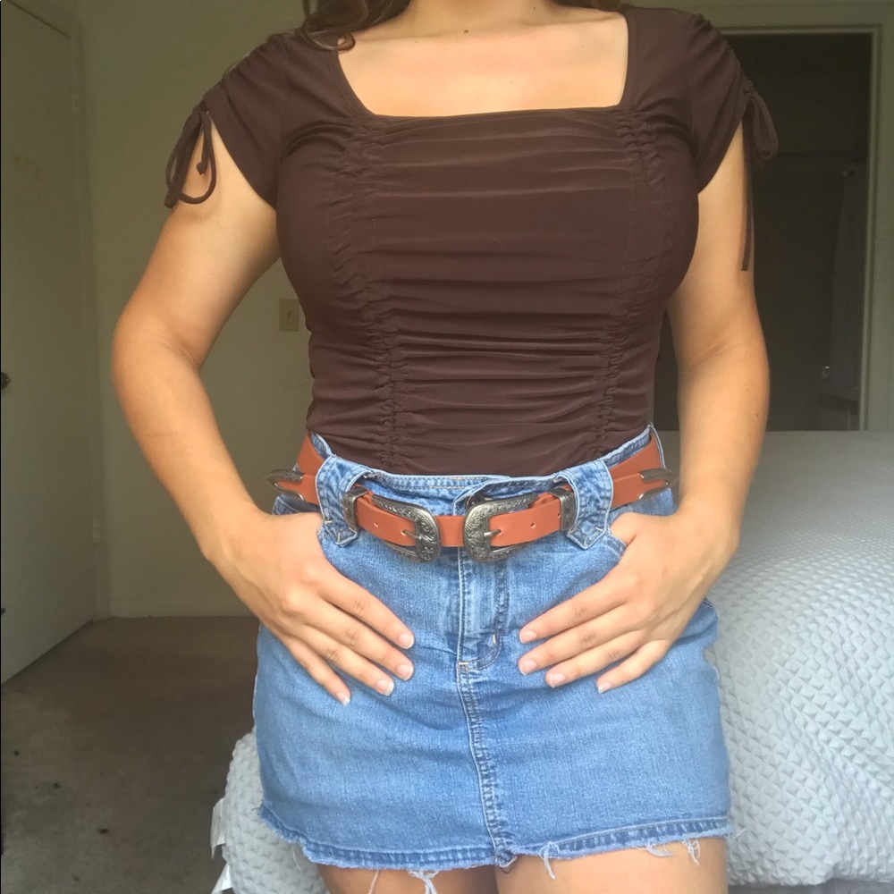 Serenade brown runched blouse